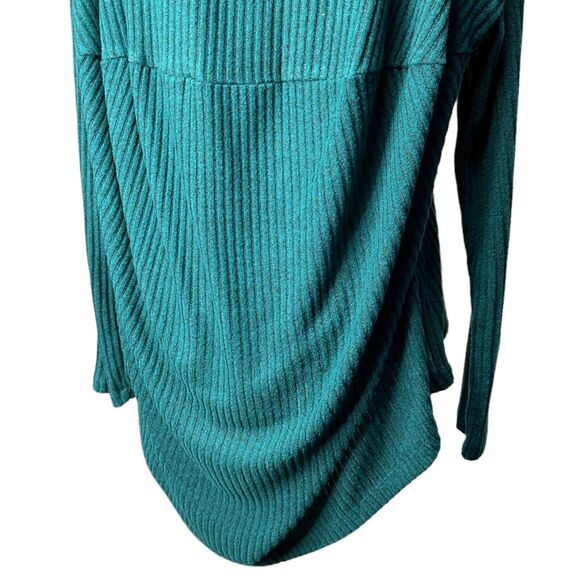 SATURDAY SUNDAY Womens XS / S Oversized Cowl Neck Ribbed Plush Knit Top Teal - Picture 8 of 10